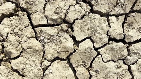 Dry cracked soil texture caused by global warming drought 스톡 동영상 345557988