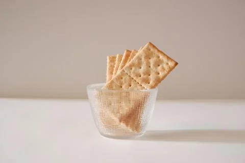 Dry cracker close up on white background Stock Photos
