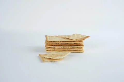 Dry cracker close up on white background Stock Photos