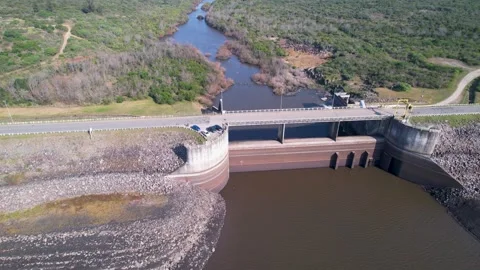 DRY DAM DUE TO DROUGHT IN URUGUAY DUE TO FORESTATION 스톡 동영상 246719566