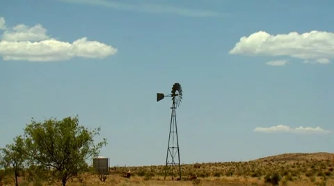 Dry Desert Windmill Drought Stock Footage 7900009