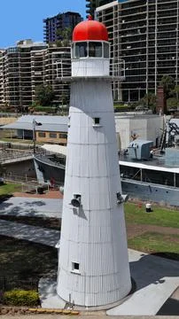 Dry dock-old lighthouse on display-southern bank of the river. Brisbane-AUS Stock Photos
