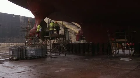 Dry dock with ship's propeller 2 Stock Footage 21976252
