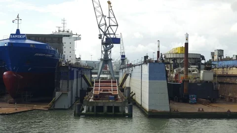Dry docks in Rotterdam Stock Footage 69931144