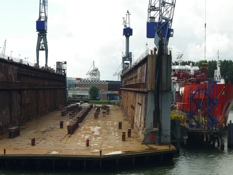 Dry docks in Rotterdam Stock Footage 69931419