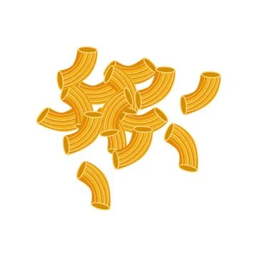 Dry elbow macaroni pasta. Raw pasta, macaroni, cartoon illustration Stock Illustration