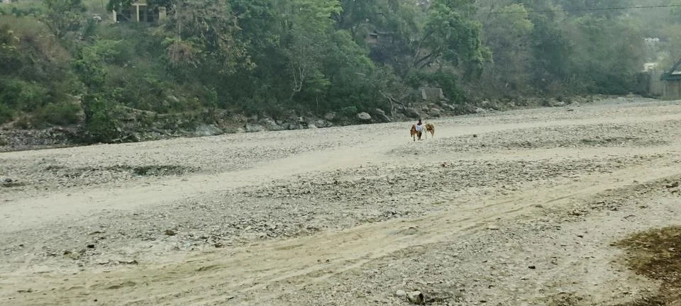 Dry empty  Ganges river bed Stock Photos