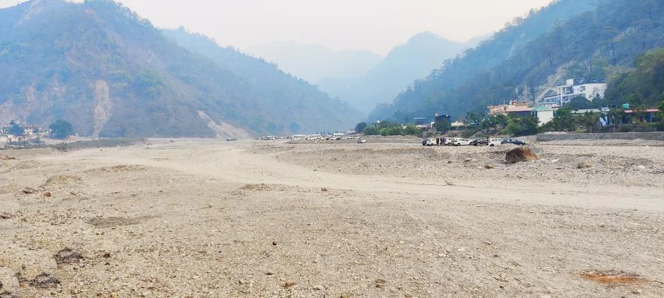 Dry empty  Ganges river bed Foto stock