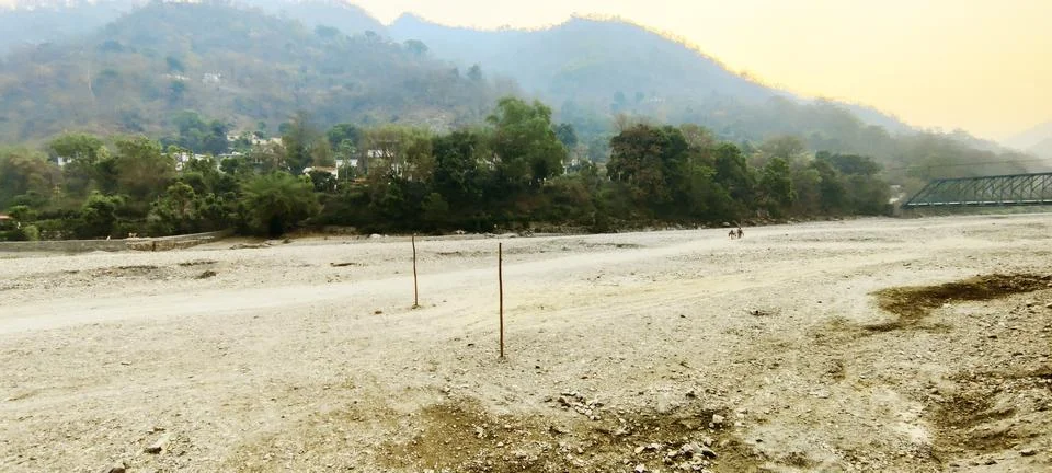 Dry empty  Ganges river bed Stock Photos