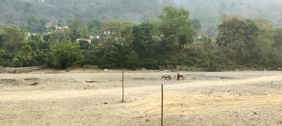 Dry empty  Ganges river bed Stock Photos