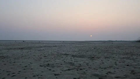 Dry farm fields with sunrise bright orange sky at morning Video stock 301366784