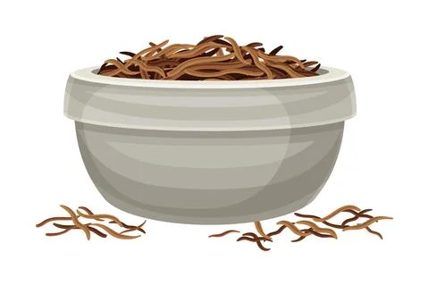 Dry Fermented Black Tea for Hot Aromatic Beverage Preparation Rested in Bowl Stock Illustration