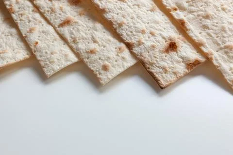 Dry flat bread on white background, copy space Stock-Fotos
