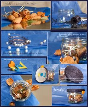 Dry flowers in a bottle or jar. collage. Stock Illustration