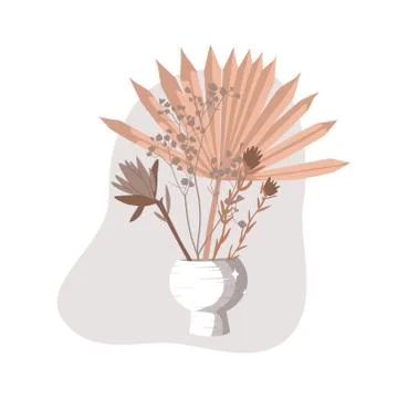Dry flowers bouquet in a vase. Stock Illustration