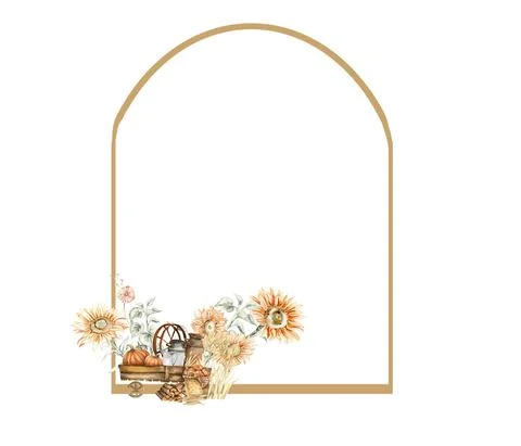Dry flowers frames composition Stock Illustration