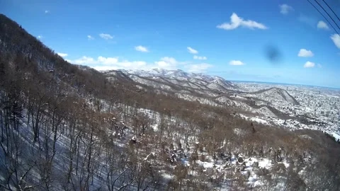 Dry forest and mountain view from rope way, Japan 22 March 2024 Stock Footage 272197795