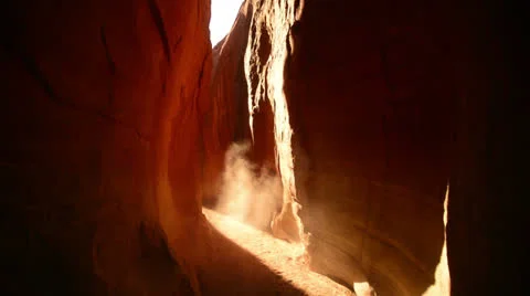 Dry Fork Narrows 02 Light Beam Grand Staircase Escalente Canyoneering Stock Footage 25854736