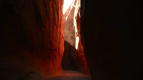 Dry Fork Narrows 03 Light Beam Grand Staircase Escalente Canyoneering Stock Footage 25854799