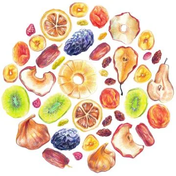 Dry Fruit Big Set Stock Illustration