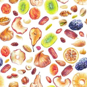 Dry fruit pattern Stock Illustration