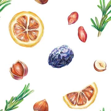 Dry fruit pattern Stock Illustration
