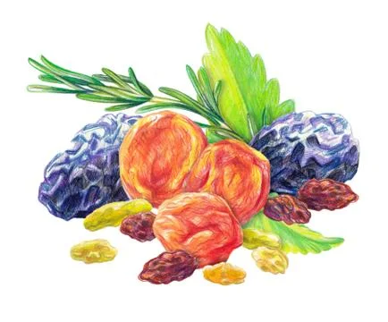 Dry fruit set Stock Illustration