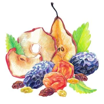 Dry fruit set Stock Illustration
