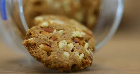 Dry fruits Biscuits on a table Stock Footage 329623743