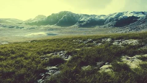 Dry grass fields and mountains in Nepal Illustrazione stock
