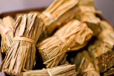 Dry grass herb texture background Stock Photos