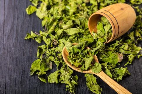 Dry green mint tea Stock Photos