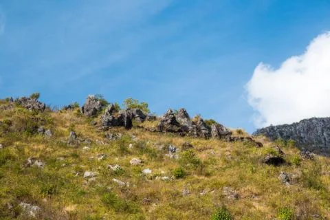 Dry hill with clear sky Stock Photos
