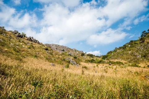 Dry hill with clear sky Stock Photos