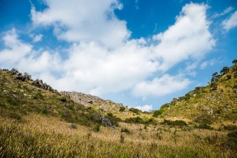 Dry hill with clear sky Stock Photos