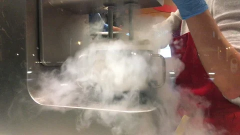 Dry Ice Cream Machine Making Fresh Batch Stock Footage 108812681