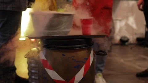 Dry ice experiment, white smoke Stock Footage 125576163