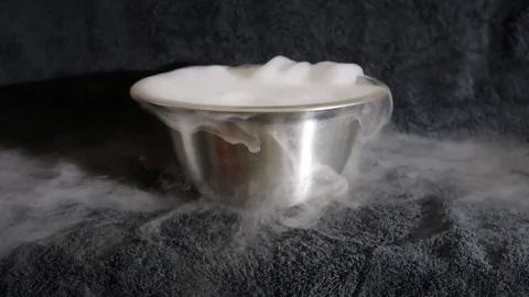 Dry ice, reverse carbon dioxyde vapor on black background Stock Footage 89848248