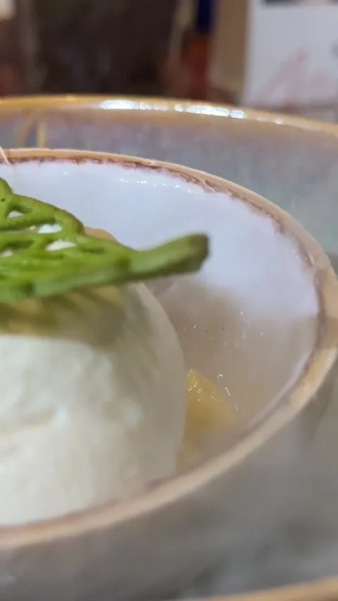 Dry ice Waiter serving presenting dish lid with smoke in luxury restaurant table Stock Footage 316234066