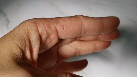 Dry Itchy Hands with Wound Because of Eczema Stock Footage 240710772