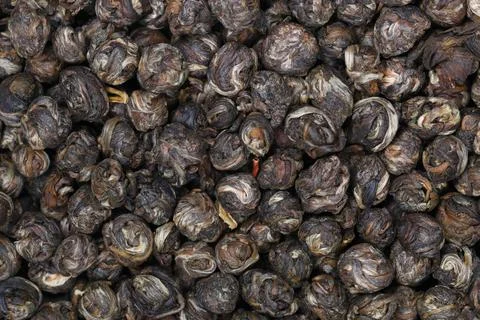 Dry Jasmine pearl tea for pattern and background Stock Photos