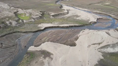 Dry lake surface from above. 4K Drone Video Stock Footage 167316563