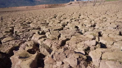 Dry landscape with crack pattern caused by lack of water. Stock Footage 265306054