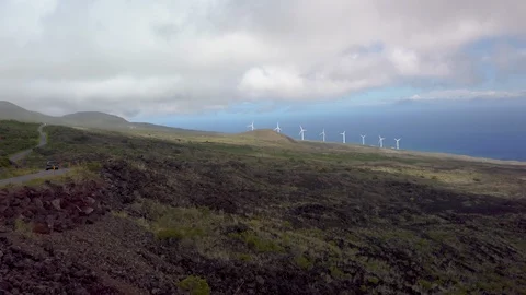 Dry lava flow down to Ocean's edge,Big Island,Hawaii,USA Stock Footage 119675478