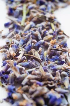 Dry lavender tea pattern background. Dry flowers healthy drink Stock Photos