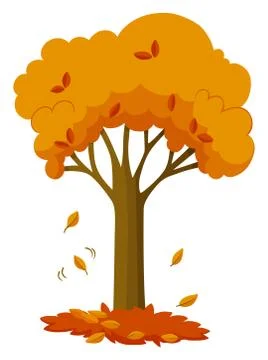 Dry leaves falling off the tree Stock Illustration
