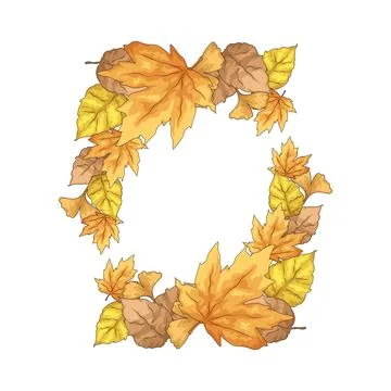 Dry leaves frame illustration Stock Illustration