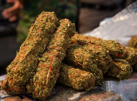 Dry marijauna background Stock Photos