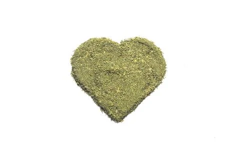 Dry Mint in heart shape isolate on white background Stock Photos