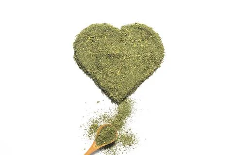Dry Mint in heart shape isolate on white background Stock Photos
